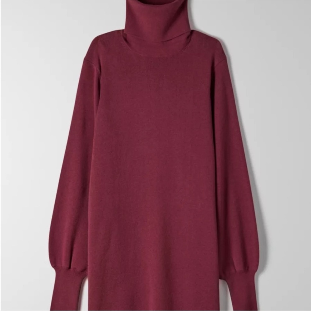 Aritzia Wilfred Rebecca Burgundy Turtleneck Mini Dress size Small BNWT - Picture 2 of 9